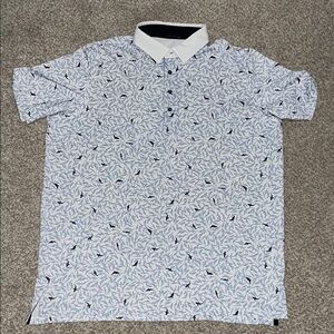 Greyson White and Blue Patterned Polo Shirt
